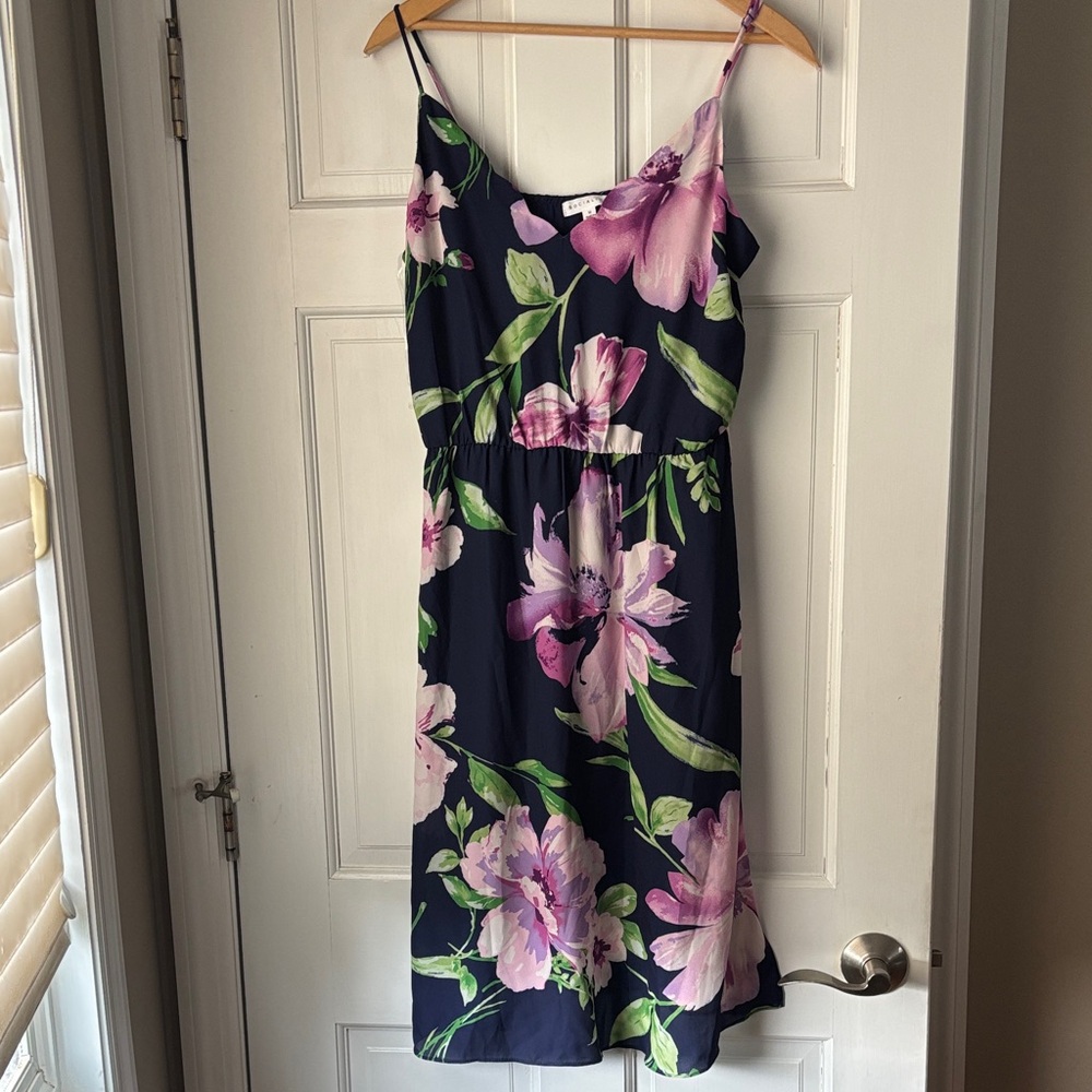 Socialite Floral Midi Dress in Navy and Pink
